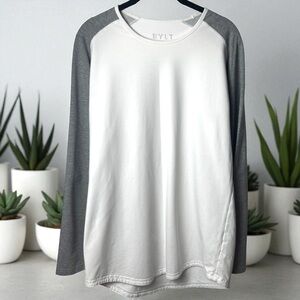 Bylt Basics Drop Cut Lux Long Sleeve Baseball Grey White Athletic‎ Comfort L